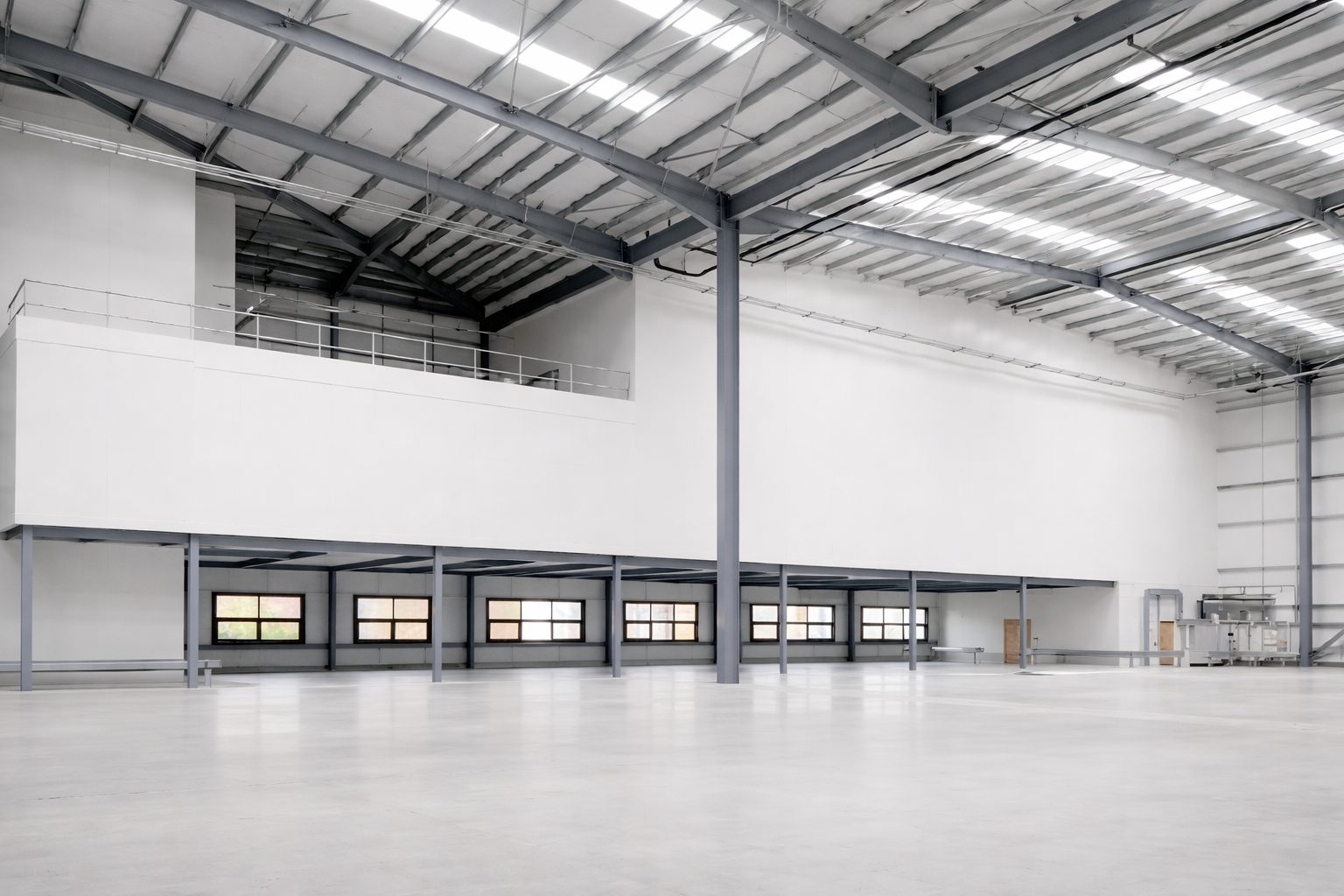 Large industrial interior with exposed services